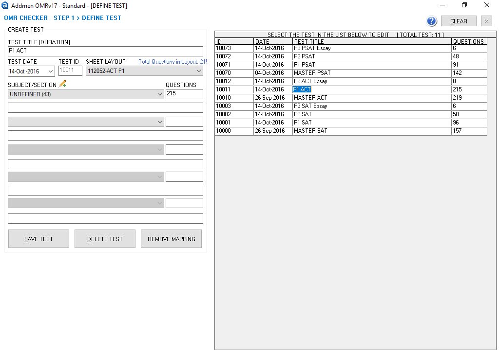 ACT Test Scoring Software